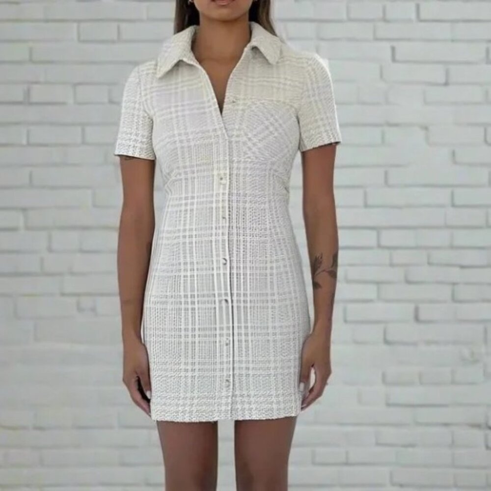 Rumored Women's Beige Glen Plaid Notting Hill Wool Mini Dress Size 4